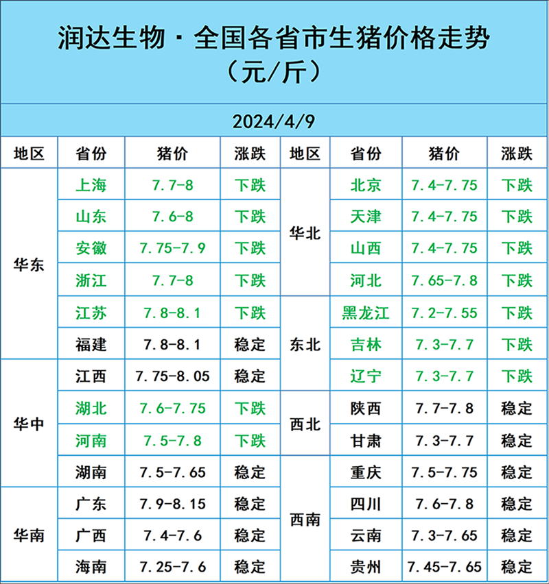 2024年4月9日明日猪价行情